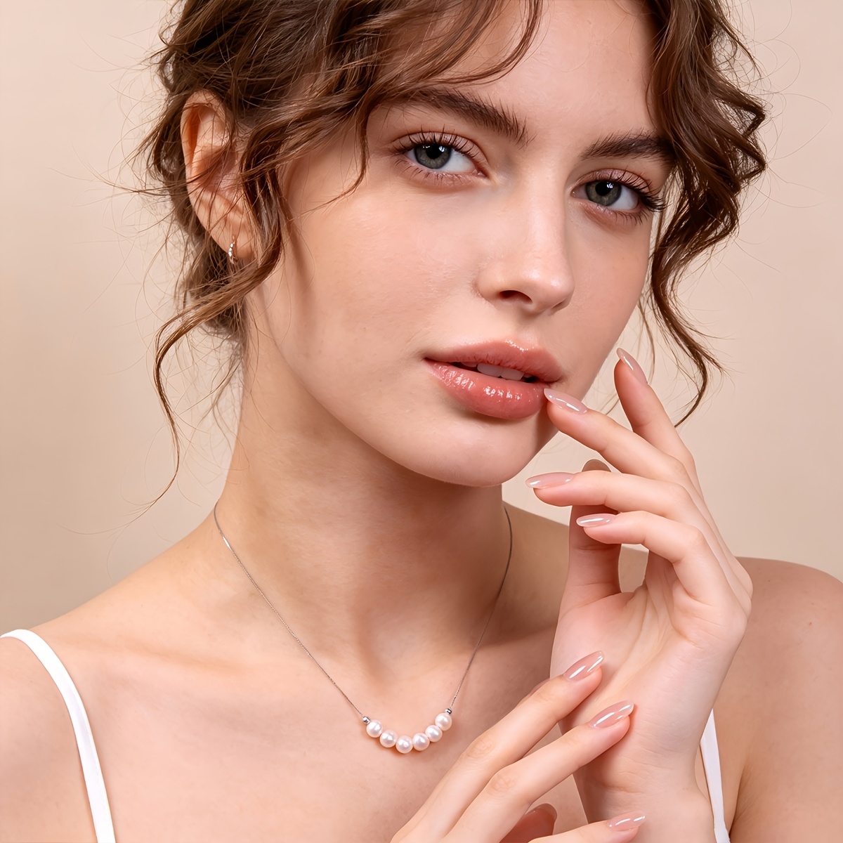 Women's Adjustable Pearl Necklace S925 Silver, Minimalist Design